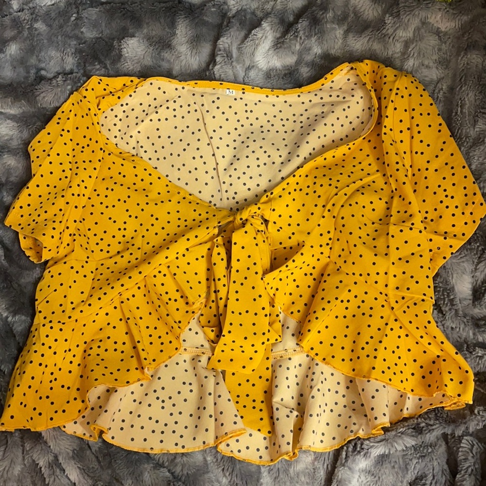 ✨4 for $15✨ Polka dot Tie front crop top